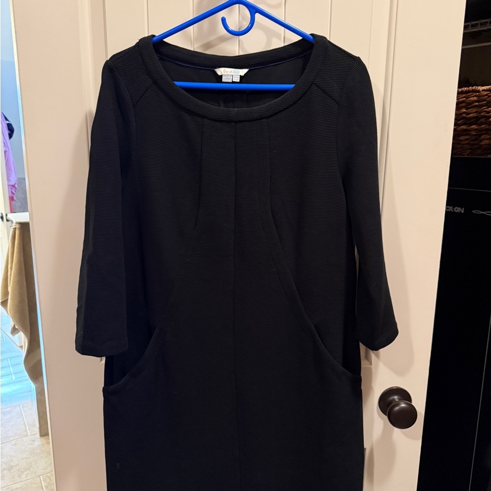 Biden Ribbed Black Women's Dress with pockets